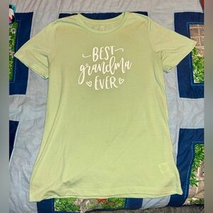 Light Green 'Best Grandma Ever' T-Shirt and White Soft Lounge Pants - Size S/M